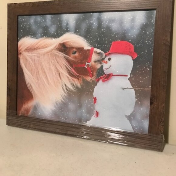 New Pony and Snowman Kisses Framed Print - Picture 3 of 3